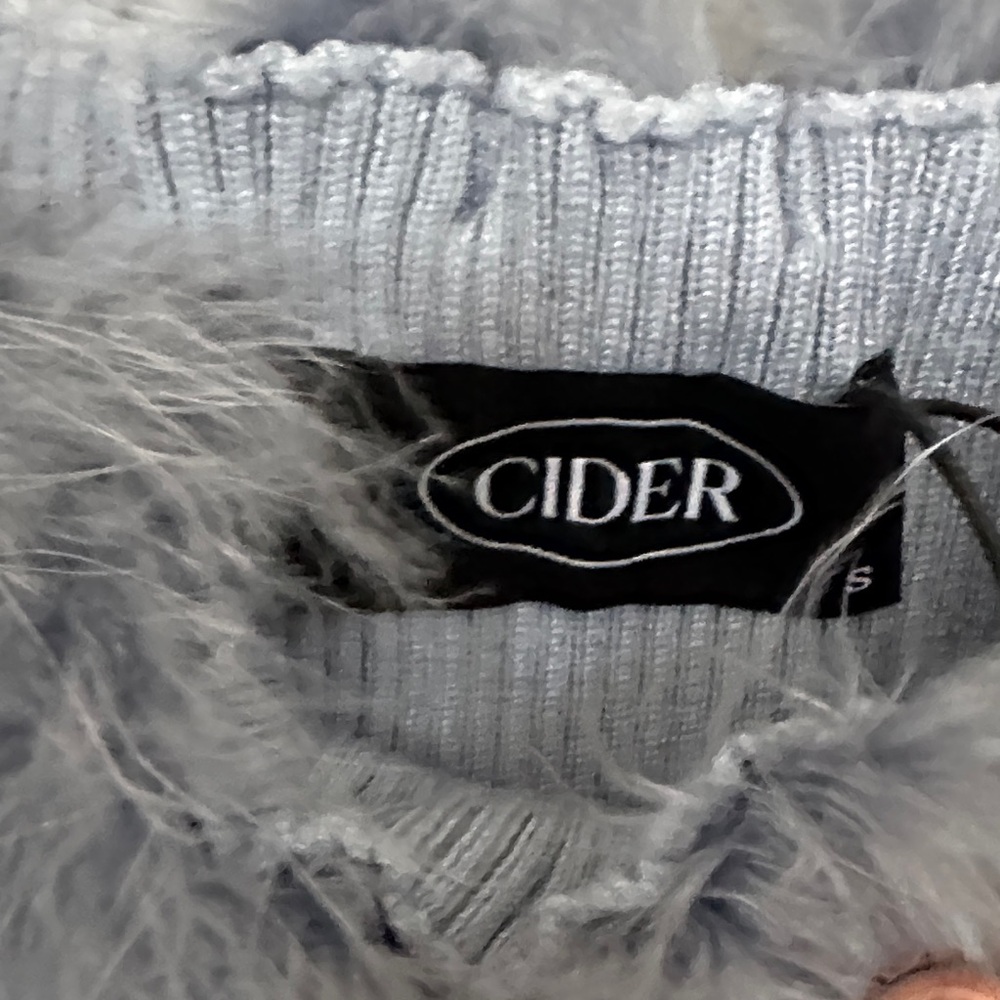 Cider Blue Ribbed Tank with Fuzzy Trim - Picture 2 of 2